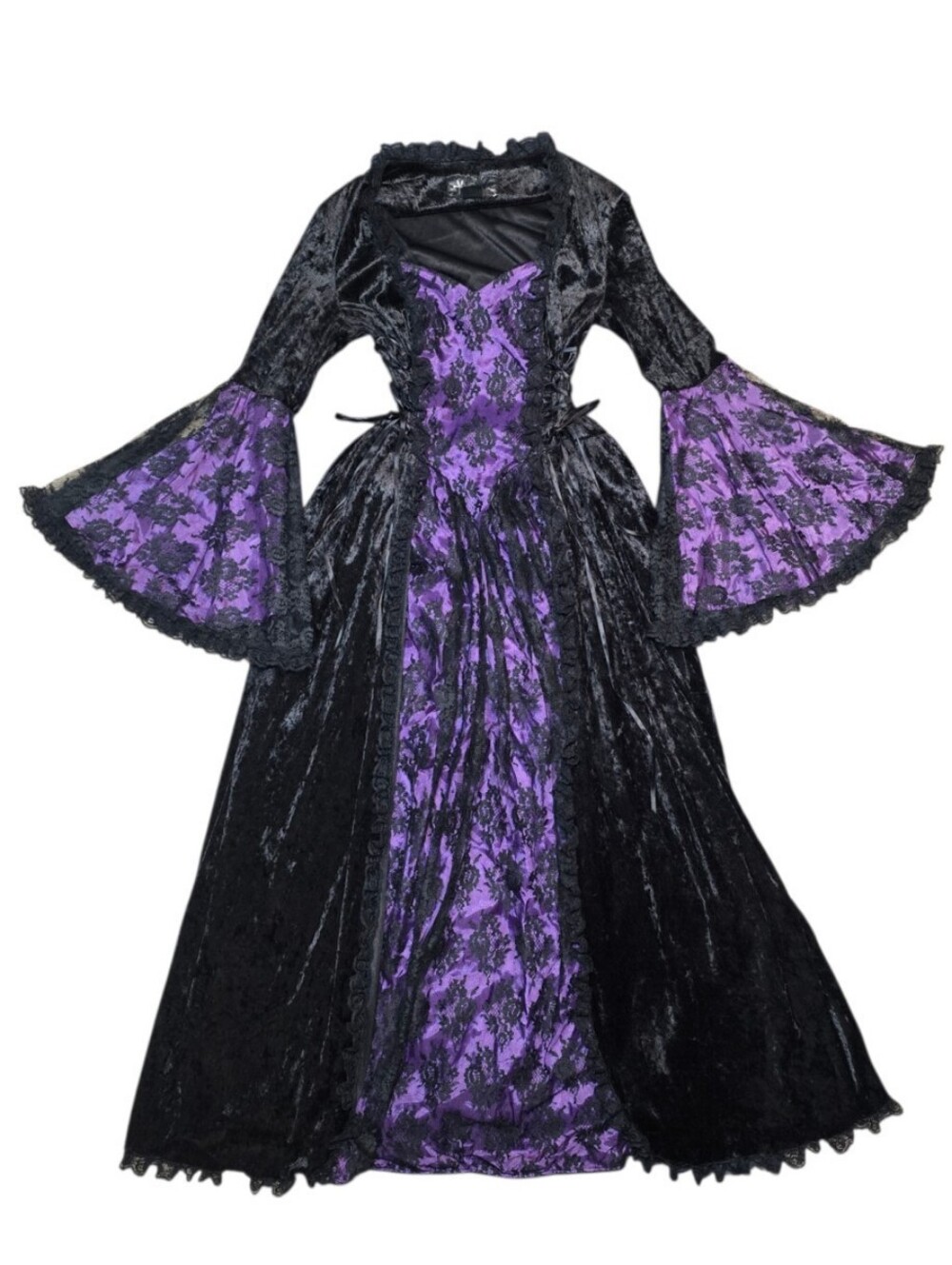 Vintage Eternal NYC Purple & Black Gothic Lace Maxi Dress | Y2K Goth XS